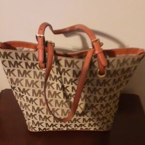 Michael Kors Tan and Brown Logo Tote